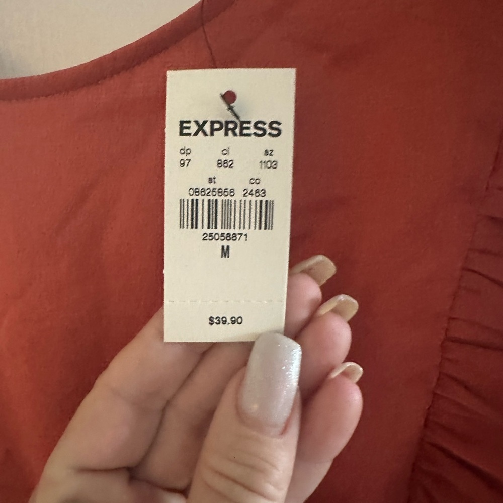 Express Ruffled Sleeveless Blouse - Rust - Picture 2 of 3